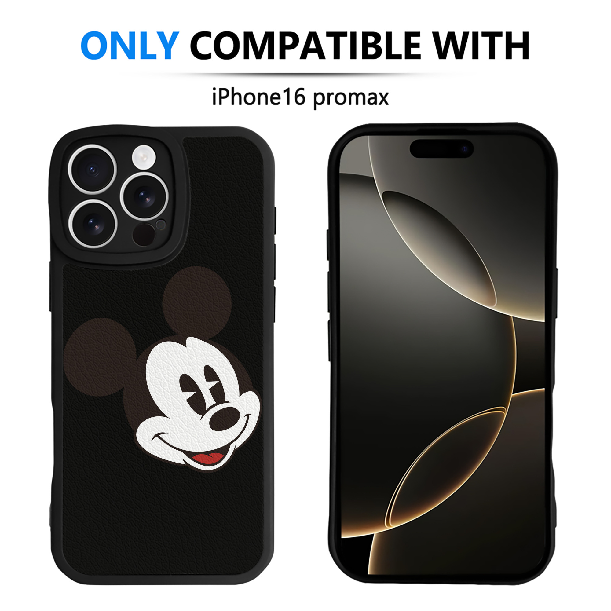 （画像用） ミッキーマウス Mickey Mouse 【iPhone 16シリーズ対応】シリコンスマホケース（レザー調） 材質：シリコン